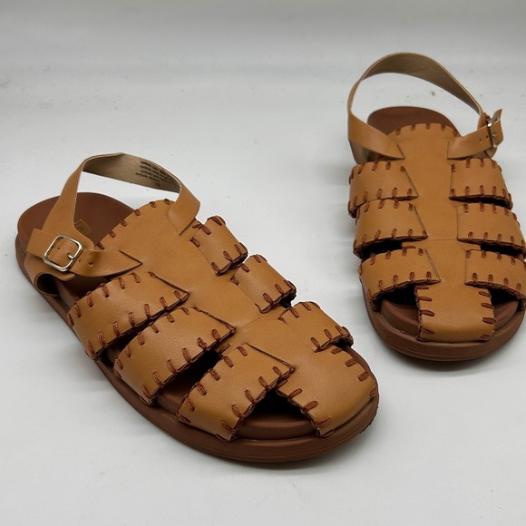 BC Footwear by Seychelles Shoes - BC Footwear by Seychelles Tan Whipstitch Fisherman Sandals Womens 10 Vegan Flat